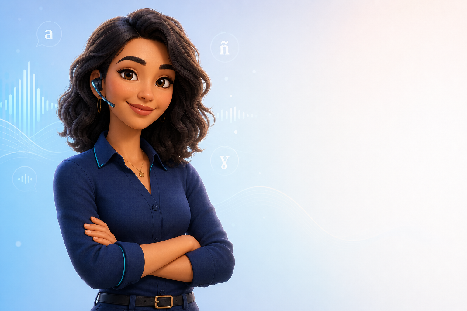Jenny, a warm adult AI voice coach wearing a headset